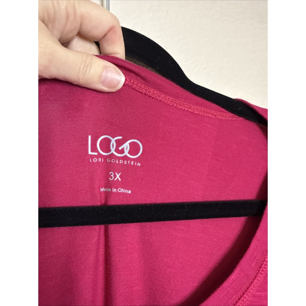 LOGO by Lori Goldstein Womens 3X Pink Long Sleeve Top Dress Tunic Pockets Beach - Picture 5 of 9